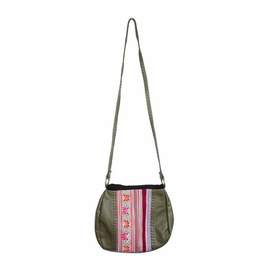 Leather Embroidered Crossbody Bag - Thailand Bags La Vie Bien Leather Embroidered Crossbody Bag - Thailand