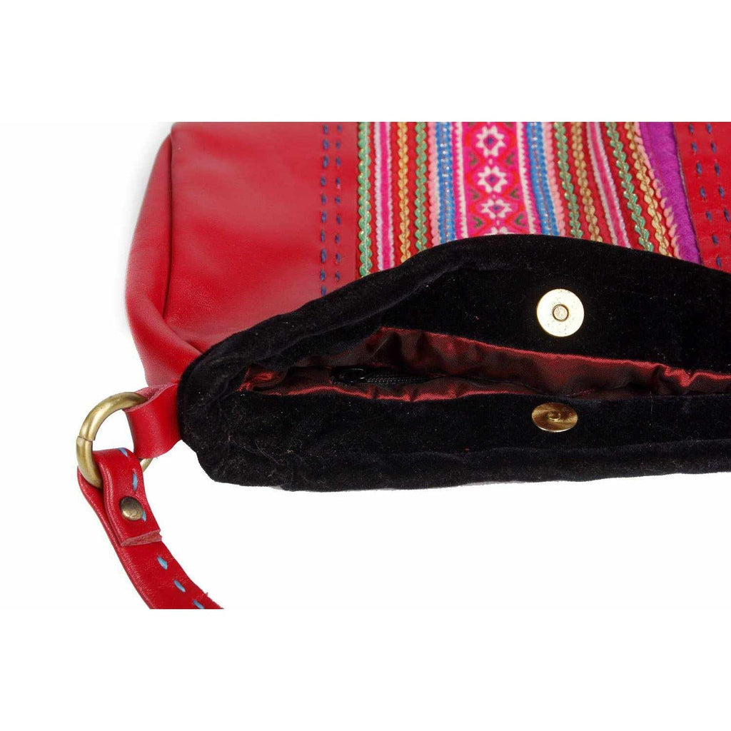 Leather Embroidered Crossbody Bag - Thailand Bags La Vie Bien Leather Embroidered Crossbody Bag - Thailand