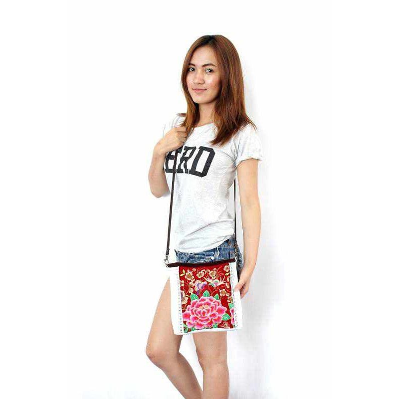 Leather Embroidered Crossbody Bag - Thailand Bags La Vie Bien Leather Embroidered Crossbody Bag - Thailand