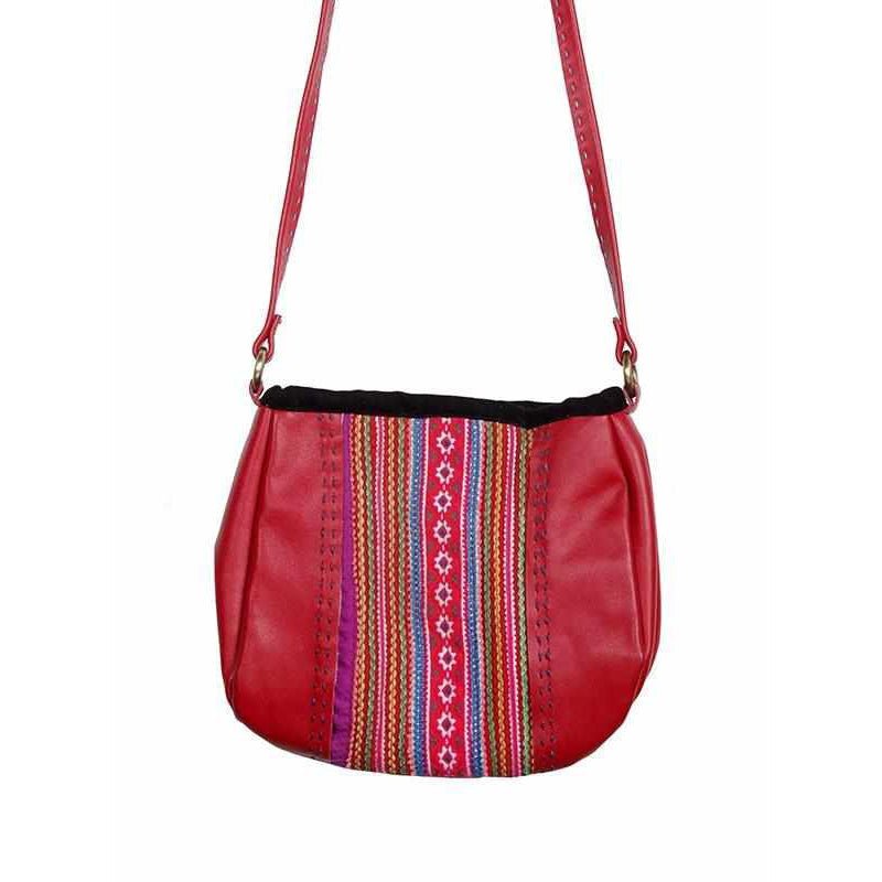 Leather Embroidered Crossbody Bag - Thailand Bags La Vie Bien Leather Embroidered Crossbody Bag - Thailand