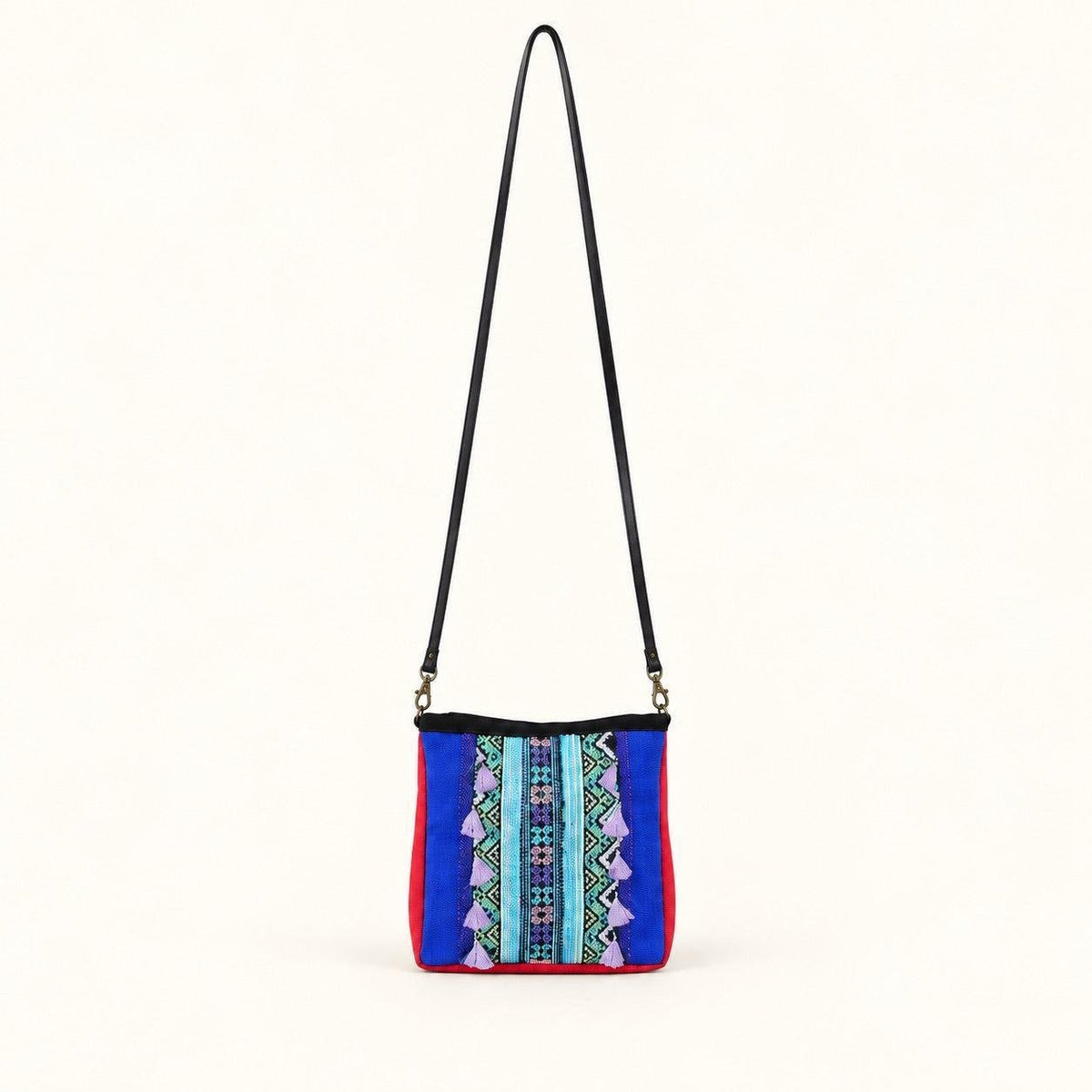 Leather Embroidered Crossbody Bag - Thailand Crossbody La Vie Bien Leather Embroidered Crossbody Bag - Thailand