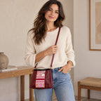 Leather Embroidered Crossbody Bag - Thailand Crossbody La Vie Bien Leather Embroidered Crossbody Bag - Thailand