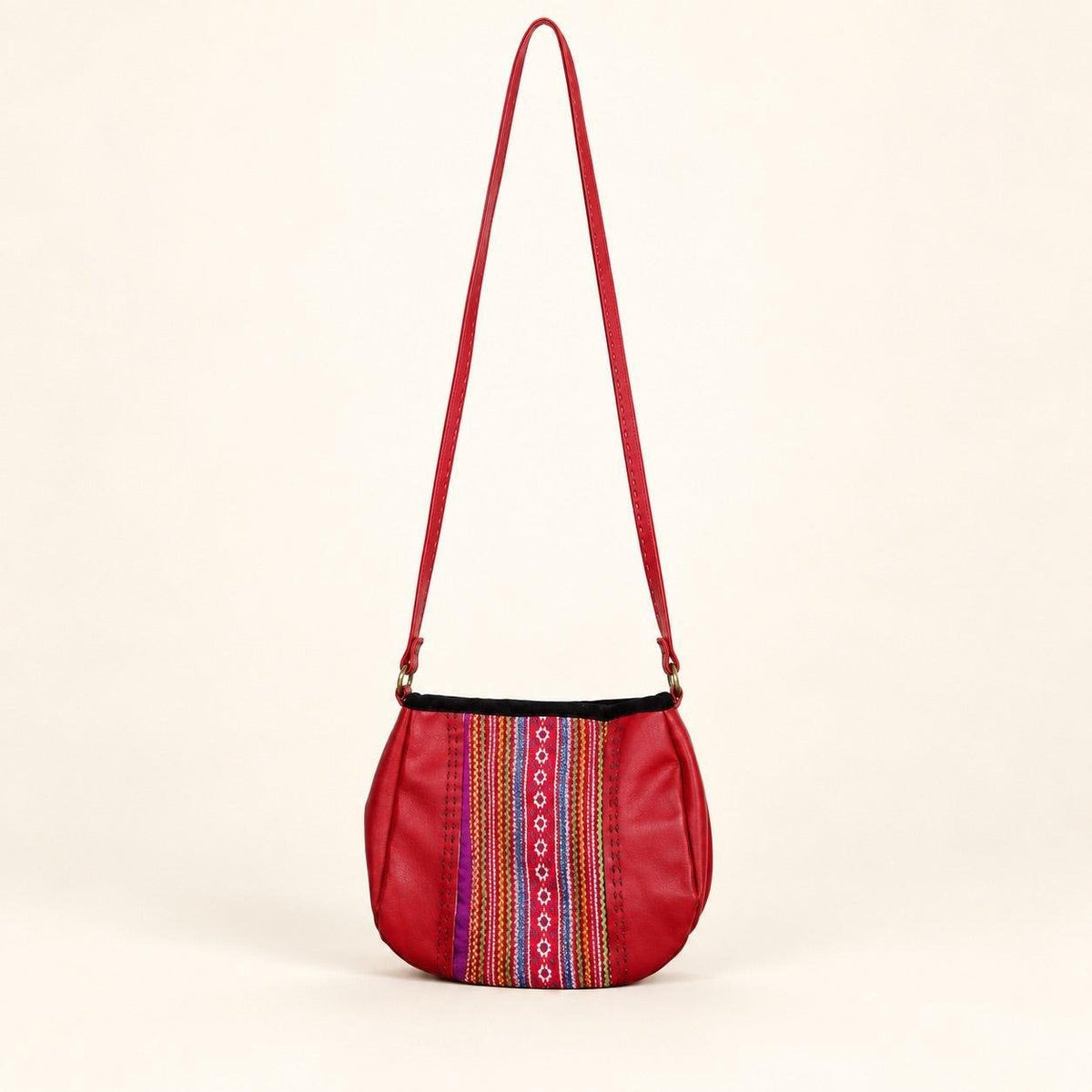 Leather Embroidered Crossbody Bag - Thailand Crossbody La Vie Bien Leather Embroidered Crossbody Bag - Thailand