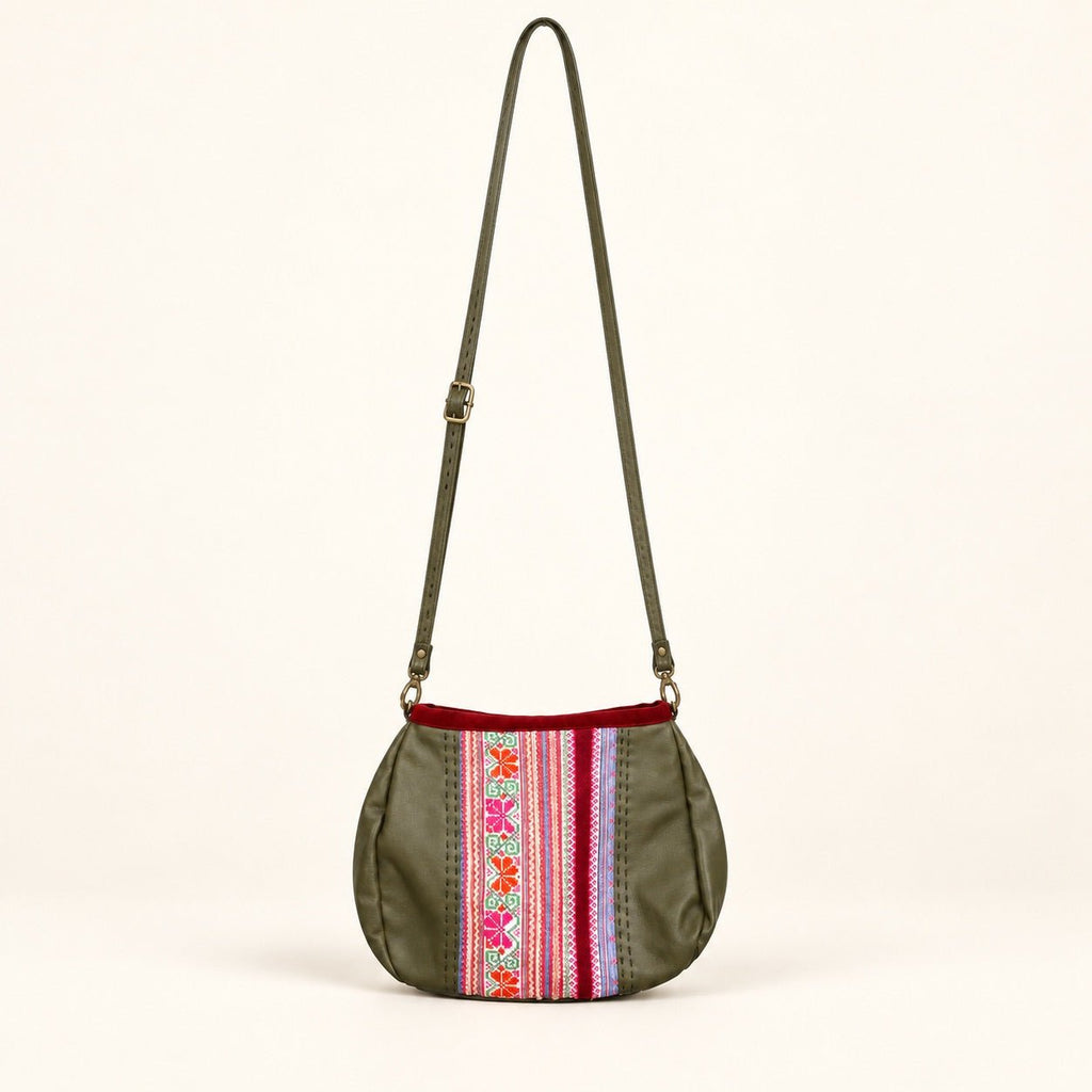 Leather Embroidered Crossbody Bag - Thailand Crossbody La Vie Bien Leather Embroidered Crossbody Bag - Thailand