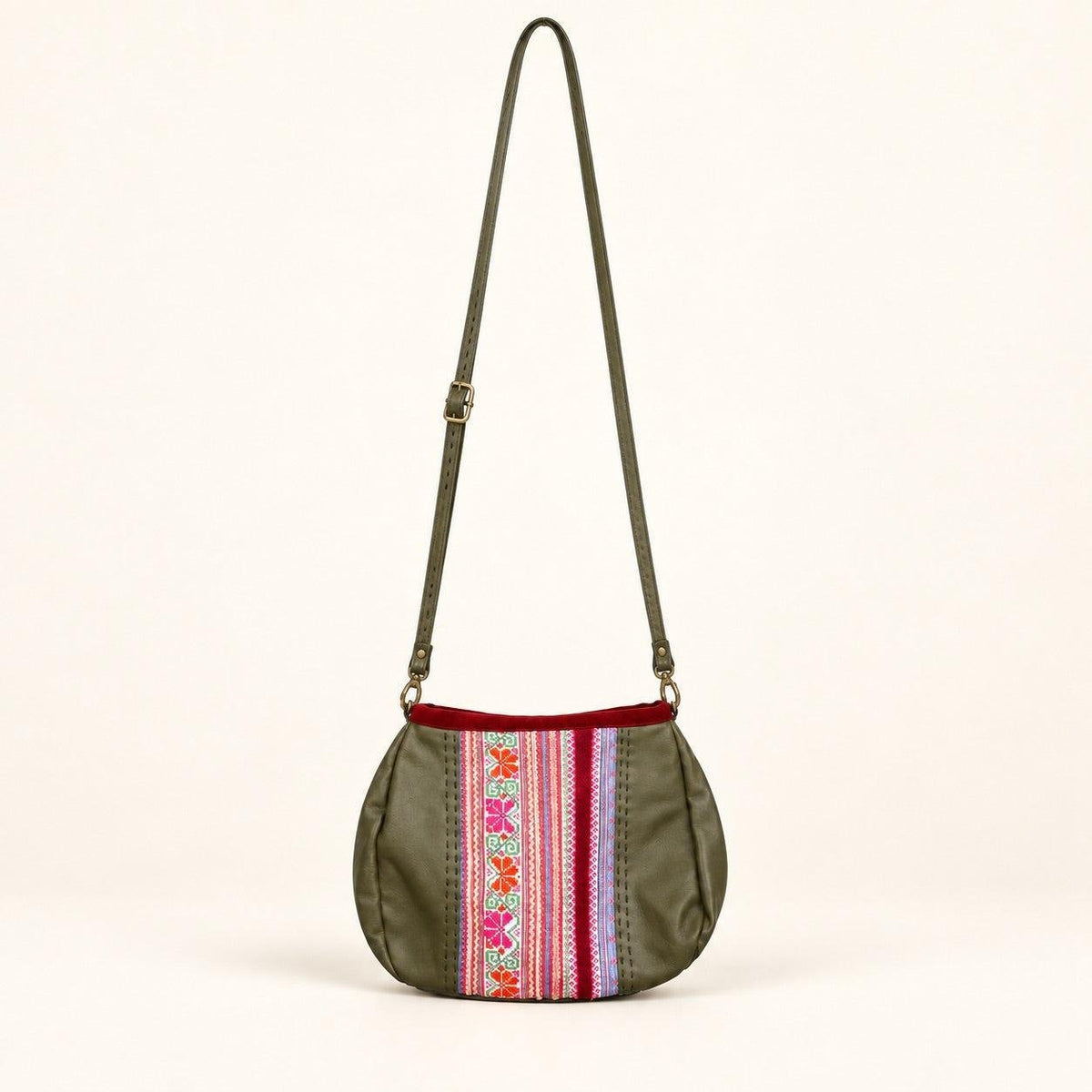 Leather Embroidered Crossbody Bag - Thailand Crossbody La Vie Bien Leather Embroidered Crossbody Bag - Thailand