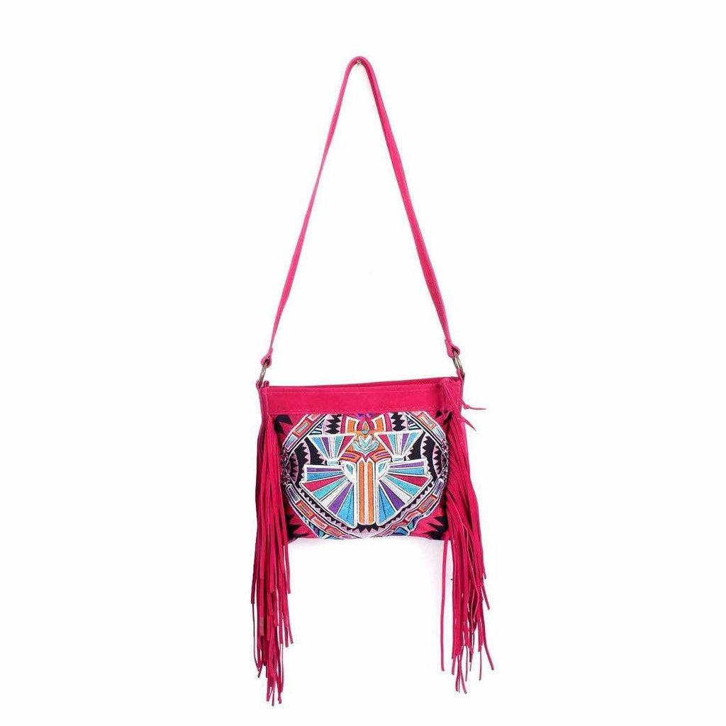 Leather Fringe Embroidered Crossbody Bag - Thailand Bags La Vie Bien Leather Fringe Embroidered Crossbody Bag - Thailand