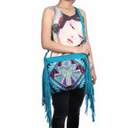Leather Fringe Embroidered Crossbody Bag - Thailand Bags La Vie Bien Leather Fringe Embroidered Crossbody Bag - Thailand