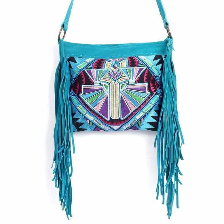 Leather Fringe Embroidered Crossbody Bag - Thailand Bags La Vie Bien Leather Fringe Embroidered Crossbody Bag - Thailand