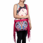 Leather Fringe Embroidered Crossbody Bag - Thailand Bags La Vie Bien Leather Fringe Embroidered Crossbody Bag - Thailand
