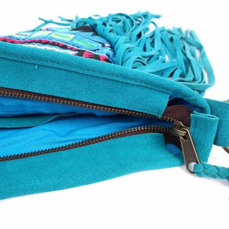 Leather Fringe Embroidered Crossbody Bag - Thailand Bags La Vie Bien Leather Fringe Embroidered Crossbody Bag - Thailand