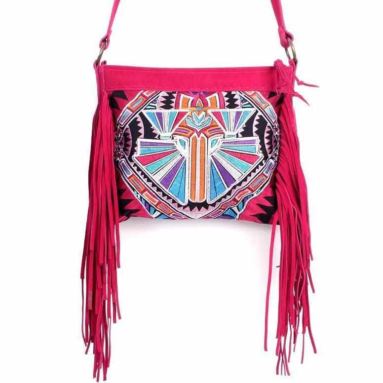 Leather Fringe Embroidered Crossbody Bag - Thailand Bags La Vie Bien Leather Fringe Embroidered Crossbody Bag - Thailand