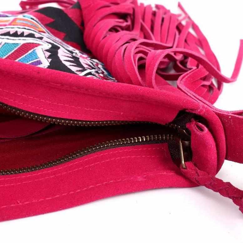 Leather Fringe Embroidered Crossbody Bag - Thailand Bags La Vie Bien Leather Fringe Embroidered Crossbody Bag - Thailand