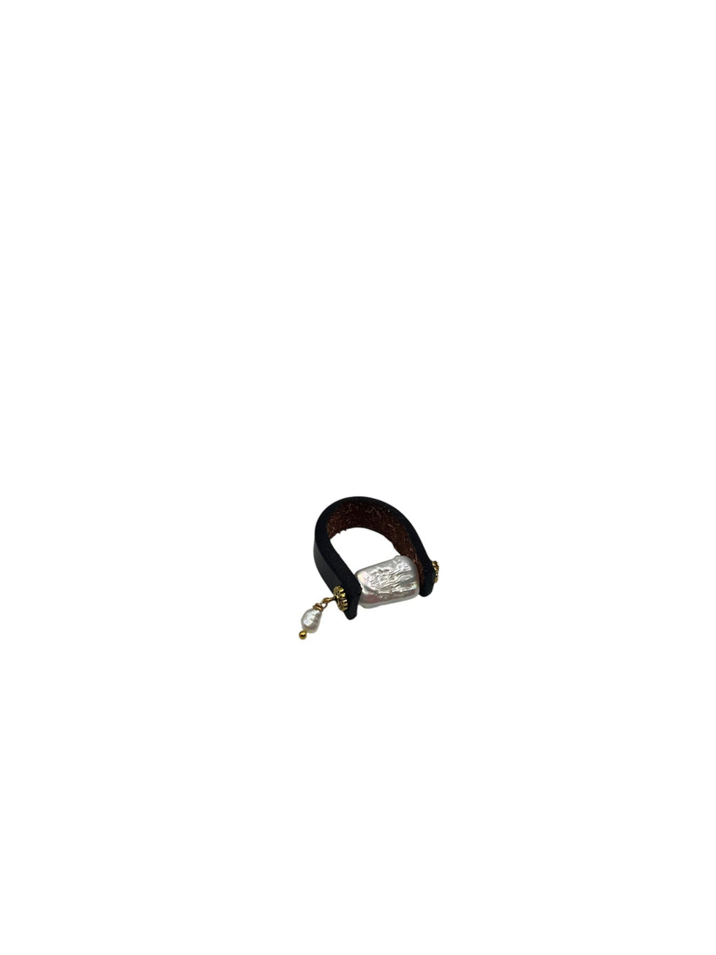Leather & Pearl Statement Ring Ring La Vie Bien Leather & Pearl Statement Ring