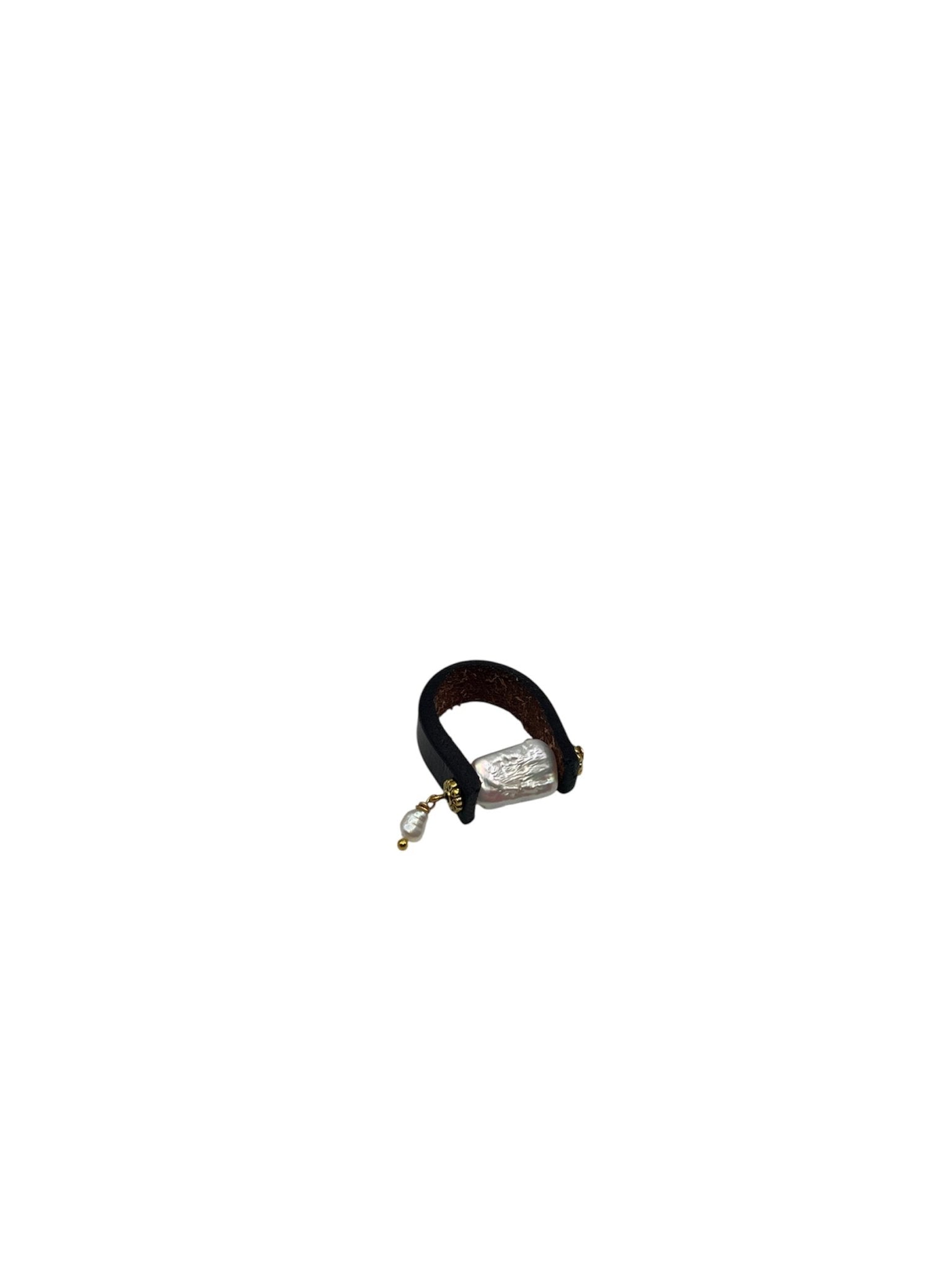Leather & Pearl Statement Ring Ring La Vie Bien Leather & Pearl Statement Ring
