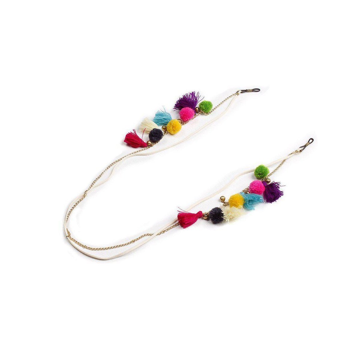 Leather PomPom & Tassels Sunglass Holders - Thailand Jewelry La Vie Bien Leather PomPom & Tassels Sunglass Holders - Thailand