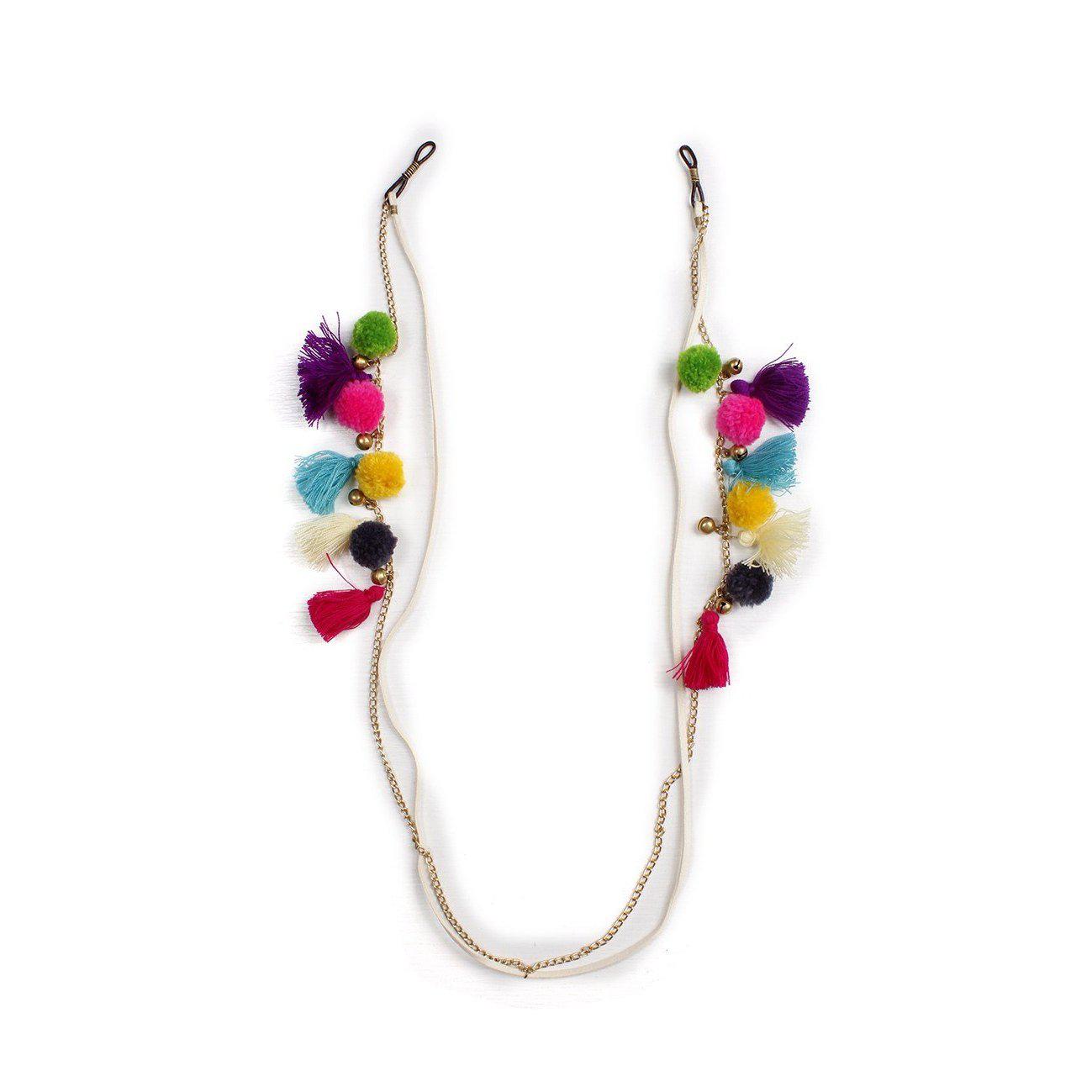 Leather PomPom & Tassels Sunglass Holders - Thailand Jewelry La Vie Bien Leather PomPom & Tassels Sunglass Holders - Thailand