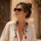 Leather PomPom & Tassels Sunglass Holders - Thailand Jewelry La Vie Bien Leather PomPom & Tassels Sunglass Holders - Thailand