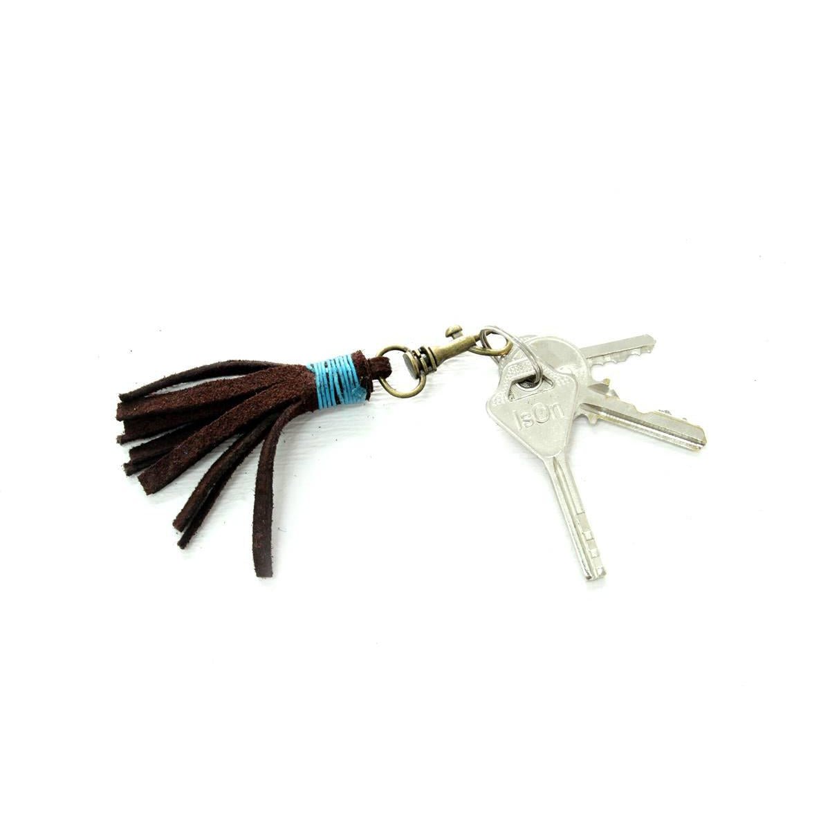 Leather Tassel Zipper Pull | Unisex Handmade Keychain in Minimal Boho Style | Thailand Zipper Pulls La Vie Bien Leather Tassel Zipper Pull | Unisex Handmade Keychain in Minimal Boho Style | Thailand