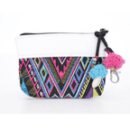 Leather Trim Embroidered Geometric Coin Purse - Thailand Bags La Vie Bien Leather Trim Embroidered Geometric Coin Purse - Thailand