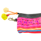 Leather Vintage Upcycled Hmong Textile Coin Purse - Thailand Coin Purses La Vie Bien Leather Vintage Upcycled Hmong Textile Coin Purse - Thailand