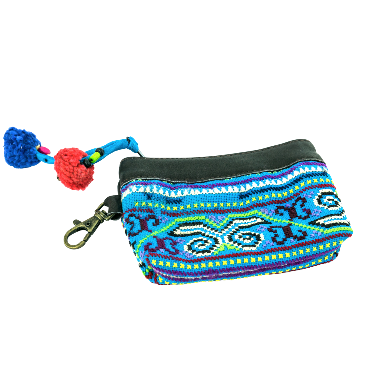 Leather Vintage Upcycled Hmong Textile Coin Purse - Thailand Coin Purses La Vie Bien Leather Vintage Upcycled Hmong Textile Coin Purse - Thailand