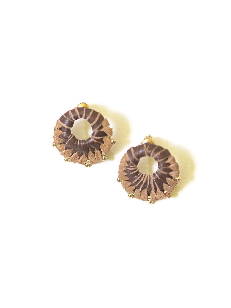 Leather Wrap Stud Earrings by Fair Anita