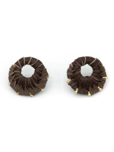Leather Wrap Stud Earrings by Fair Anita