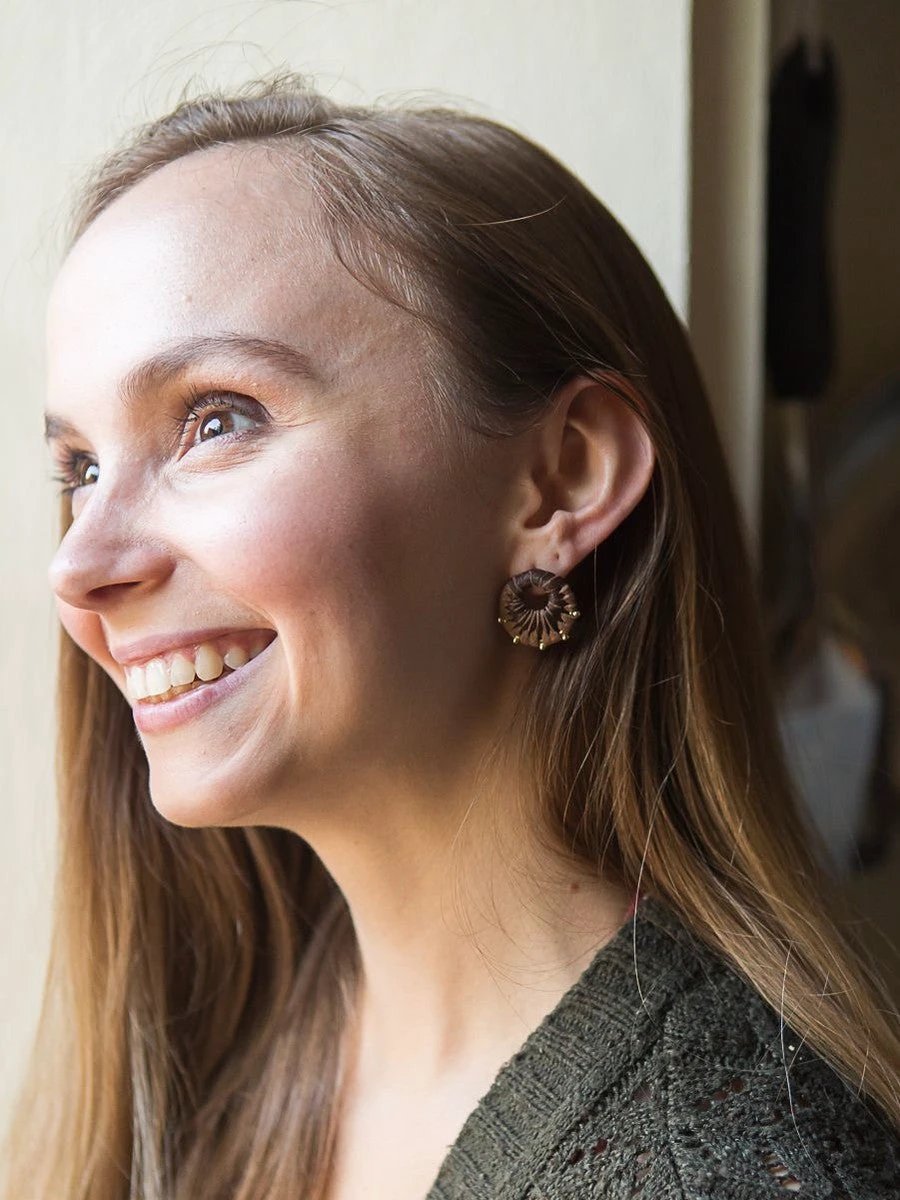 Leather Wrap Stud Earrings by Fair Anita
