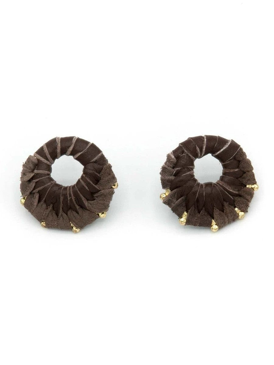 Leather Wrap Stud Earrings by Fair Anita