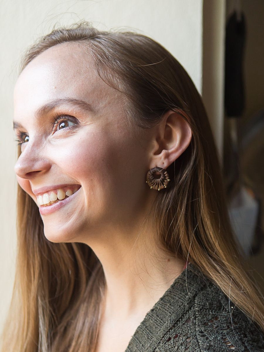 Leather Wrap Stud Earrings