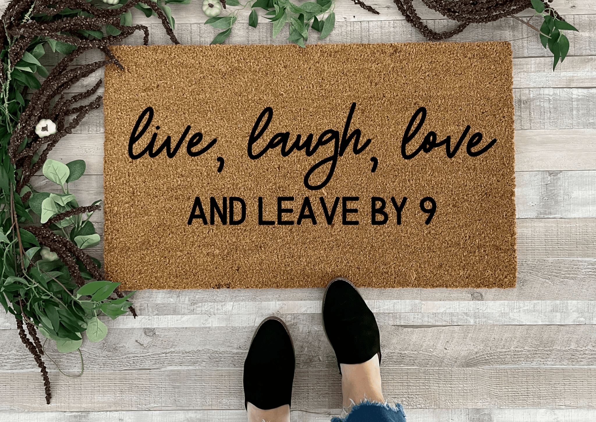 Leave by 9 Funny Doormat by Nickel Designs Custom Doormats
