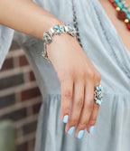 Legacy Blue Turquoise and Dalmatian Jasper Golden Bracelet by Barse Jewelry
