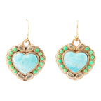 Legacy Heart Lime Green and Blue Turquoise Golden Drop Earrings Earrings La Vie Bien Legacy Heart Lime Green and Blue Turquoise Golden Drop Earrings