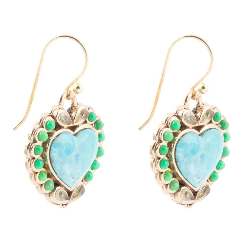 Legacy Heart Lime Green and Blue Turquoise Golden Drop Earrings Earrings La Vie Bien Legacy Heart Lime Green and Blue Turquoise Golden Drop Earrings