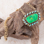 Legacy Lime Green and Blue Turquoise Golden Pendant Necklace Necklaces La Vie Bien Legacy Lime Green and Blue Turquoise Golden Pendant Necklace