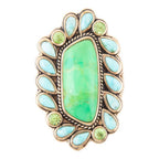 Legacy Lime Green and Blue Turquoise Golden Statement Ring by Barse Jewelry