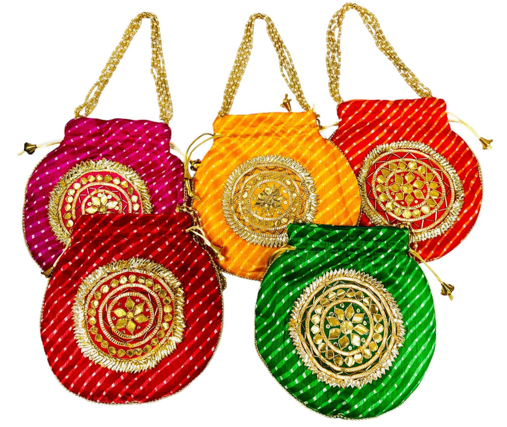 Lehariya with Gota Patti work Potli Bag Traditional Gifts La Vie Bien Lehariya with Gota Patti work Potli Bag