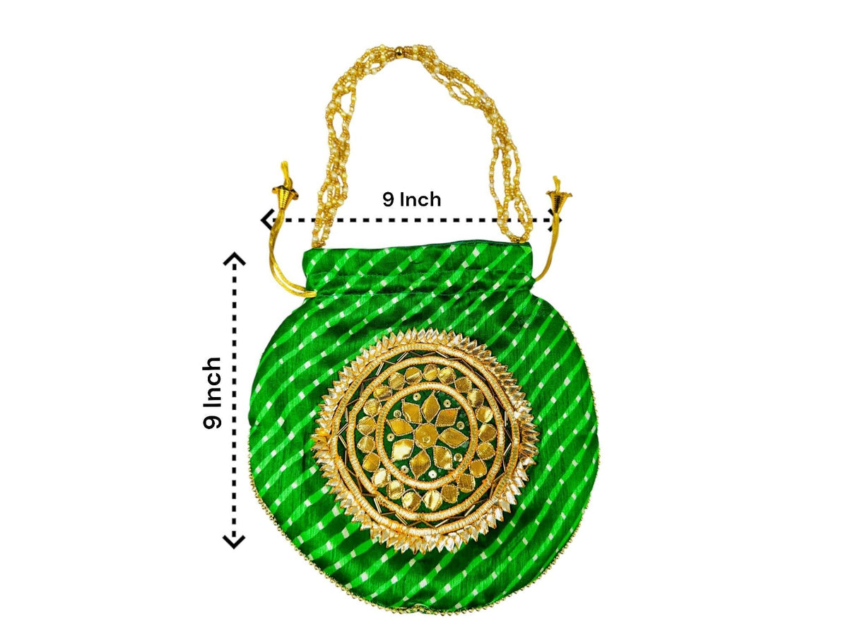 Lehariya with Gota Patti work Potli Bag Traditional Gifts La Vie Bien Lehariya with Gota Patti work Potli Bag
