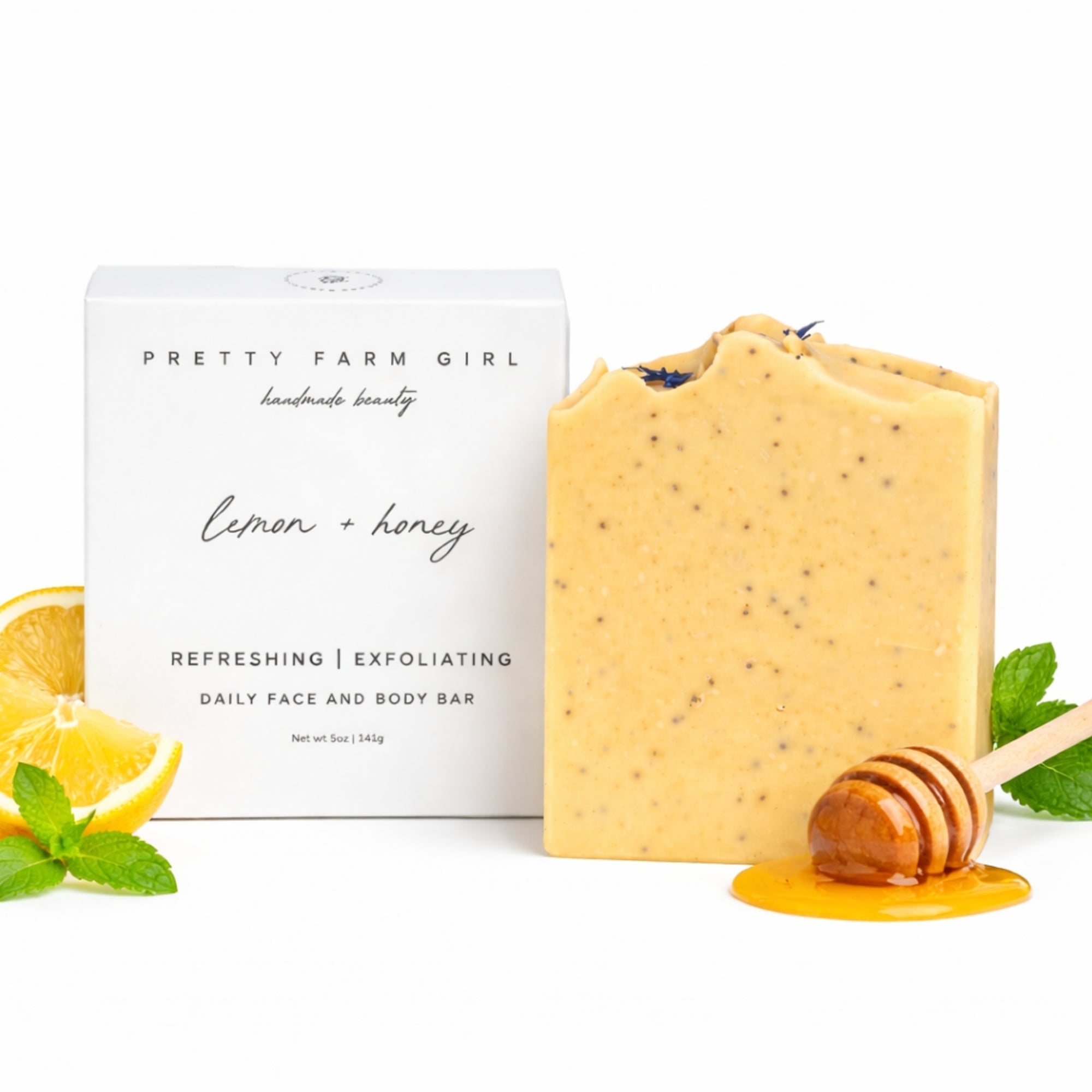 Lemon + Honey + Poppy Seed Handmade Tallow and Goat Milk Soap Bar Bar Soap La Vie Bien Lemon + Honey + Poppy Seed Handmade Tallow and Goat Milk Soap Bar