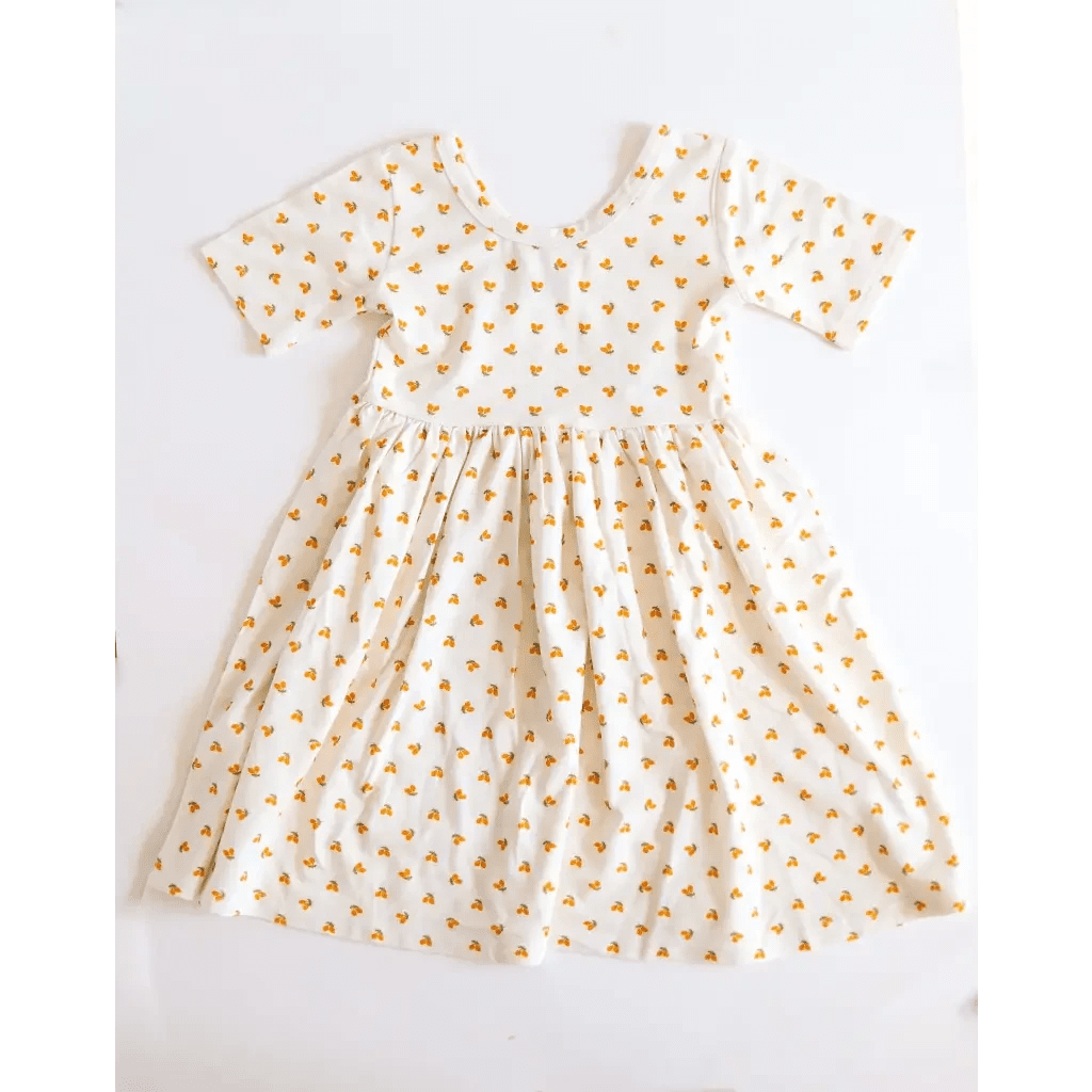 Lemon Shake Up Twirl Dress for Kids by Polished Prints