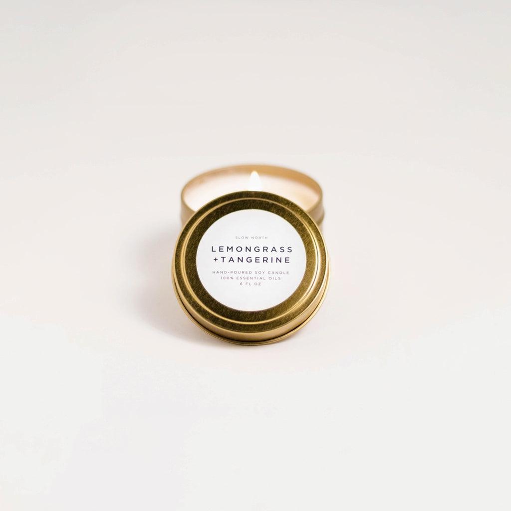 Lemongrass + Tangerine Travel Tin Candles La Vie Bien Lemongrass + Tangerine