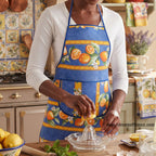 Lemons Blue Cotton Kitchen Apron by Tissus Toselli Apron La Vie Bien Lemons Blue Cotton Kitchen Apron by Tissus Toselli