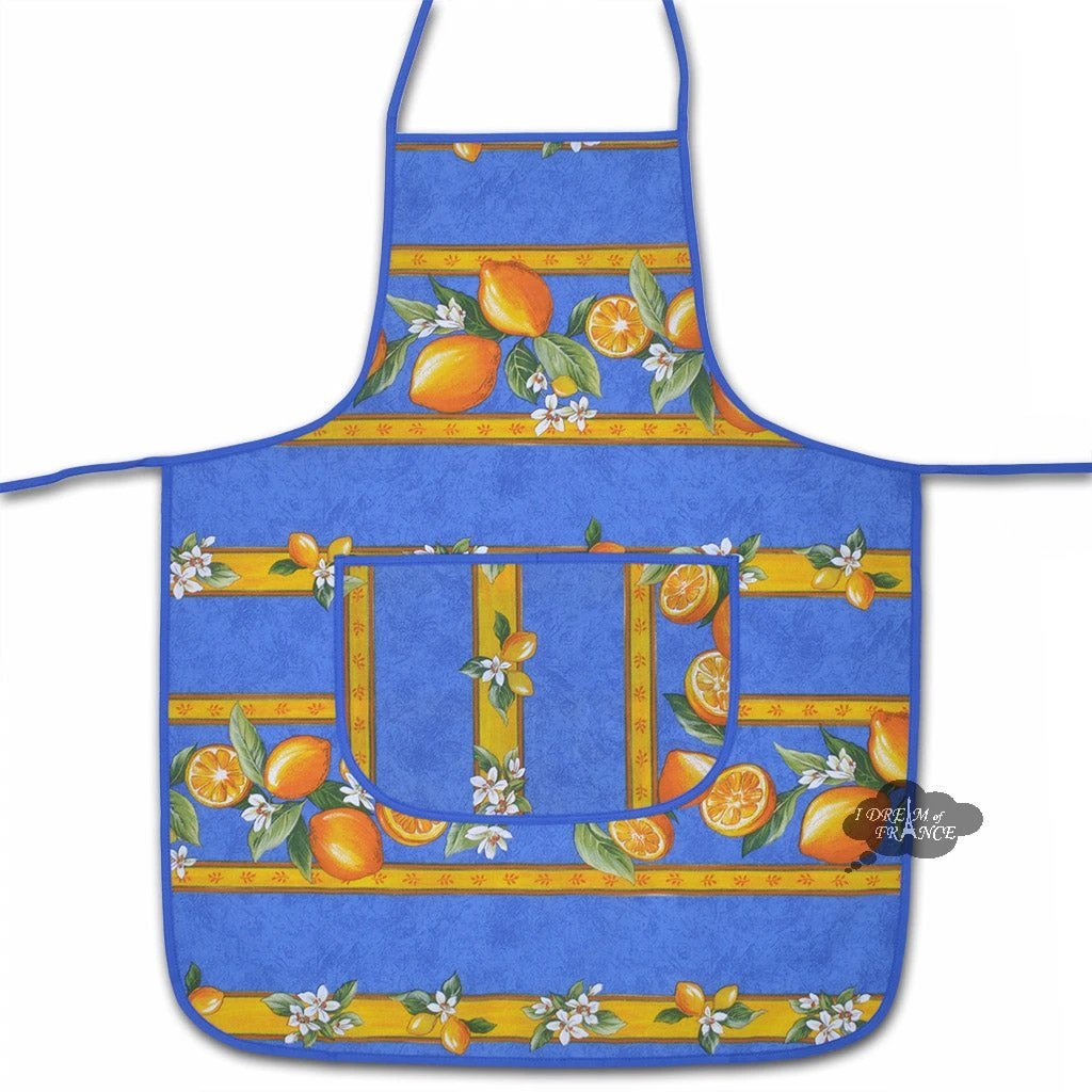 Lemons Blue Cotton Kitchen Apron by Tissus Toselli by I Dream of France