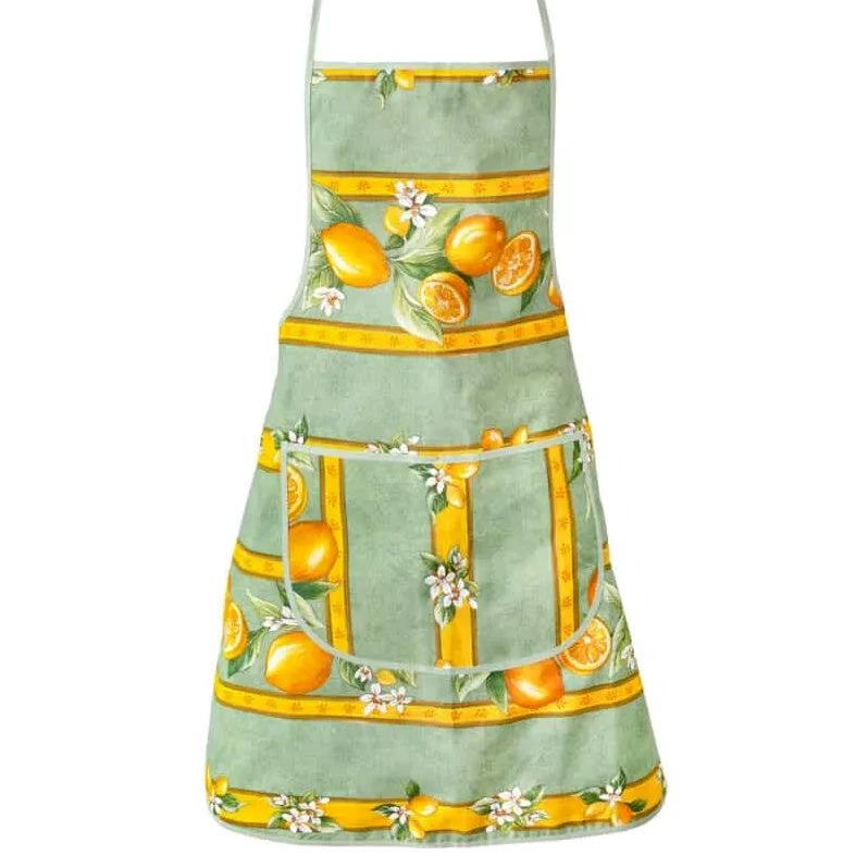 Lemons Green Cotton Kitchen Apron by Tissus Toselli by I Dream of France