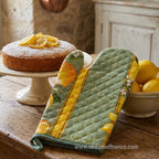 Lemons Green Cotton Oven Mitt by Tissus Toselli Oven Mitt La Vie Bien Lemons Green Cotton Oven Mitt by Tissus Toselli