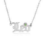 Leo Script Necklace With Swarovski Birthstone