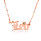 Leo Script Necklace With Swarovski Birthstone