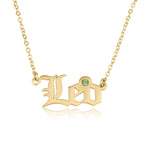 Leo Script Necklace With Swarovski Birthstone La Vie Bien Leo Script Necklace With Swarovski Birthstone