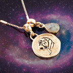 Leo - Zodiac Gray Labradorite Golden Charm Necklace by Barse Jewelry