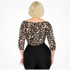 Leopard Three Quarter Sleeve Overlap Top [Available in Sizes SM-XL] by The Bullish Store
